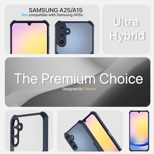 Image of Pikkme Samsung Galaxy A25 5G Back Cover | Crystal Clear Transparent Back | Ultra Hyrbid | Full Camera Protection | Raised Edge | Bumper Back Case (Blue)