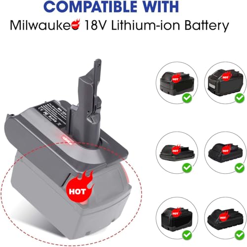 Image of for Dyson V7 Battery Adapter for Milwaukee 18V Battery Convert to for Dyson V7 SV11 Animal Cordless Stick Vacuum Cleaner Handheld Vacuum Converter (MIL18V7 Adapter only, No Battery)