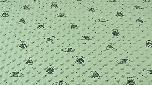 Tissu doux pour bébé Demple ours vert 500x150cm | Coupon tissu au mètre couture puériculture
