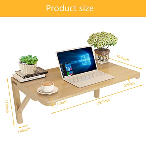 Stuffygreenus Laundry Folding Table, Wood Wall Mounted Table, Bracket Heavy Duty, Stable Sturdy Wall Table For Kitchen Laundry Room Restaurant, (29.5X19.6 Inch) #TOP2