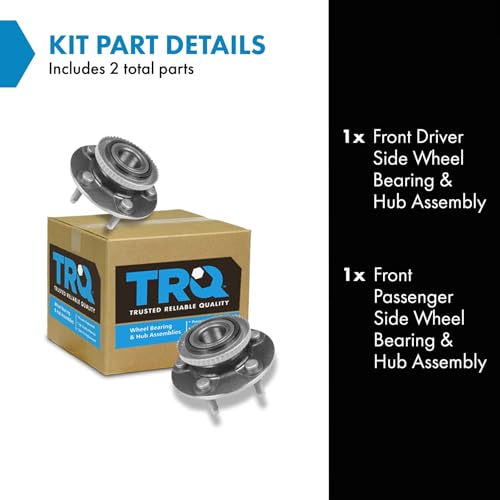 Image of TRQ 2 Piece Front Wheel Bearing & Hub Assembly Set Compatible with 1992-1997 Ford Crown Victoria 1991-1997 Lincoln Town Car Mercury Grand Marquis