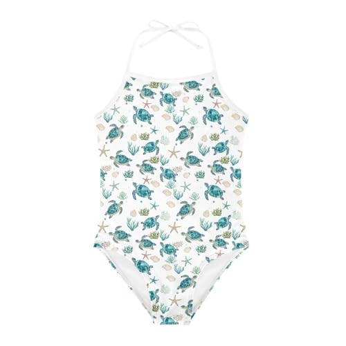 Image of Girls One Piece Swimsuit Summer Quick Dry Beach Sport Bathing Suit Halter Strap 1-10 Little Kids Toddler Swimwear