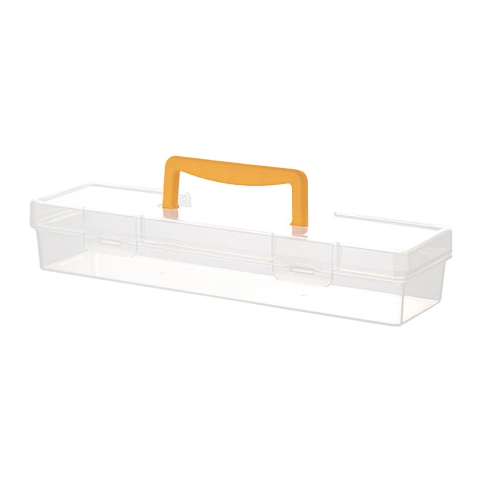 ＡＷＨＡＯ Clear Tool Box, Storage Organizer for Crafts, Hand Tools, Fishing Tackle, Yellow 33.3x9.3x6cm