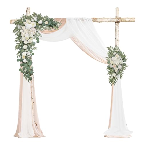 BMQDSM Faux Flowers Arch Flowers with Drapes (Set...