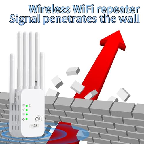 Repetidor WiFi, Amplificador de Señal WiFi, 6 Antenas, 2 Puertos LAN, Extensor WiFi Doble Banda 5 GHz y 2.4 GHz, Cobertura de 360° Compatible con Todos los routers Wi-Fi, Instalación Fácil (1200M) - imagen 2