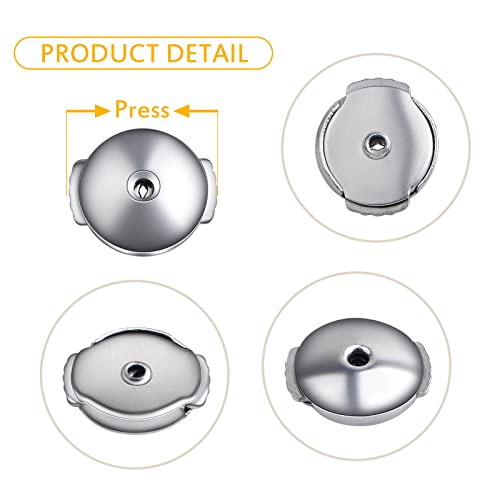 10Pcs Stainless Steel Spring Locking Earring Backs Hypoallergenic Round Saucer Shape Secure Earring Backs Stoppers Replacements For Diy Stud Earrings Notched Posts #TOP4