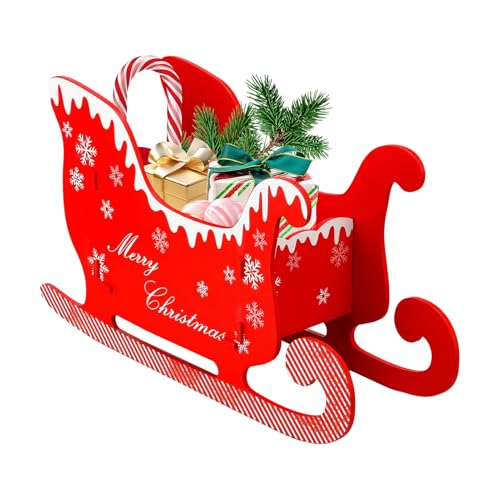 クリスマス ソリ デコレーション,再利用可能な収納用お祝い飾り | クリスマスのそりデスクトップデコレーション - 室内用 庭用 ポーチ用 屋外用 パティオ用 芝生用 休日テーブル用