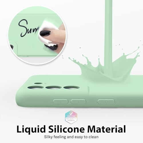Image of DIZORO Liquid Silicone Case with Microfiber Cushioning Compatible for Samsung Galaxy S22 Plus 5G Shockproof Slim Back Cover, Gel Rubber Full Body Protection (Mint Green)