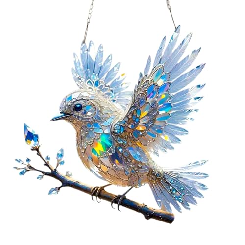 Cristaux décoratifs de jardin - Attrape-soleil magique coloré pour fenêtres - Décorations inspirées du vitrail double face en acrylique - Cadeau 2D étincelant pour les amoureux de la nature (15 x 15 x