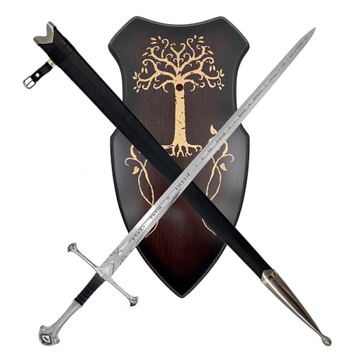 MedievalDepot Anduril Sword of Aragorn Overall 47.5 - Metal Blade with Leather Wrapped Handle Wall Plaque & Scabbard