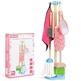 Kids Cleaning Set, Wooden Toddler Broom Set for Housekeeping, 8 Pieces Montessori Cleaning Toys with Kids Broom and Mop Set, Housework Pretend Play Toy Gift for Boys Girls Ages 3+