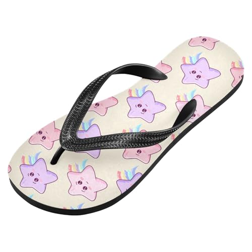 Star Rainbow Beige Flip Flops for Beach Thong Sandals Anti-slip Lightweight Beach Shoes for Travel Summer Outdoor2
