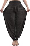 fitglam Women's Harem Pants Yoga Hippie Boho Beach Pants Summer Baggy Joggers Plus Size Dark Heather Gray