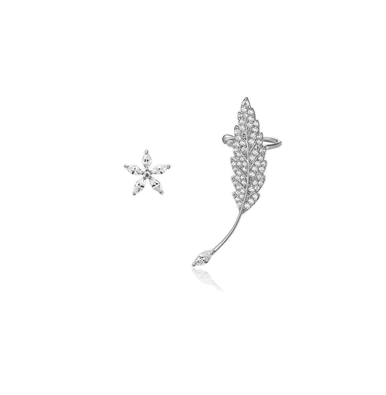 SLUYNZSLUYNZ 925 Sterling Silver Dainty CZ Leaf Crawler Earrings Cuff for Women Wrap Earrings Piercings Daisy Earrings