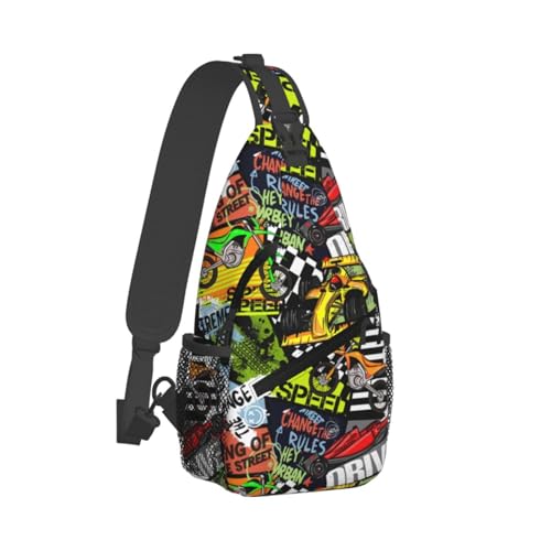Dirt Bikes Car Racing Sling Backpack Unisex Crossbody Chest Bag Shoulder Chest Bag For Women Men Hiking Travel2