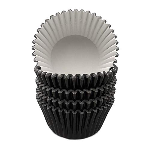 Black Foil Cupcake Liners Standard Metallic Wrappers Muffin Baking Cups Pack of 100
