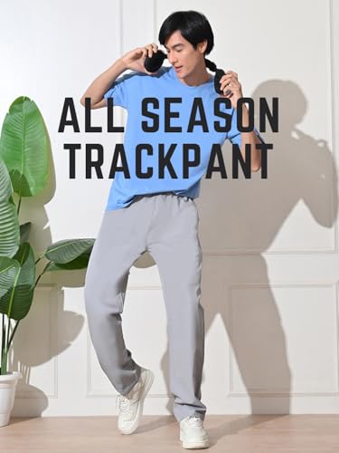 Image of FITINC Men's All-Season Relaxed Fit Track Pants | Stretchable Gym Lower with 2 Deep Zipper Pockets | Quick-Dry Athletic Joggers for Running, Workout & Yoga