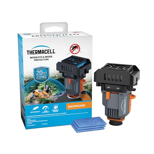 Thermacell Backpacker Mosquito & Midge Protector; Includes 3 x 4hr Mats; Runs on Camp Fuel Canister EN417; Water-Resistant Bag; Easy to Use; Highly Effective; DEET-Free; 20 sq m Zone of Protection