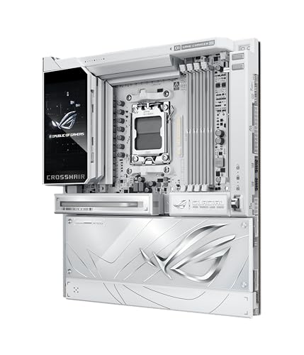 ROG Crosshair X870E GLACIAL, Scheda Madre AMD E-ATX, 24+2+2 Fasi di Alimentazione, Slot DDR5, Ethernet Dual Realtek 10G, PCIe 5.0, PCIe 4., USB4, USB-C,  AI Advisor, Schermo a Colori, Bianca - Scheda madre - Immagine 1