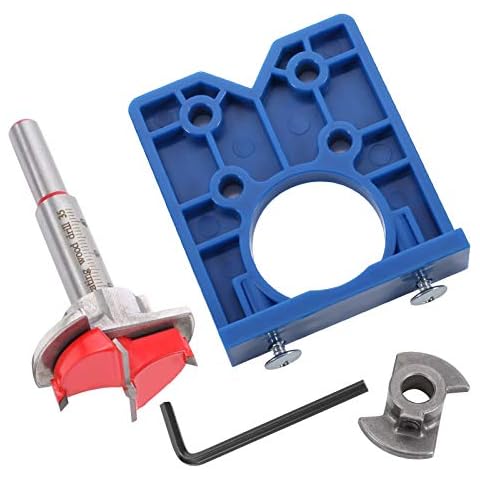 Heyu-Lotus Hinge Hole Drill Guide Sets, Included 35mm Hinge Hole Drilling Jig & 35mm Forstner Bit, Concealed Boring Jig Hole Cutter for Cabinet Hinges Mounting Plates Cover