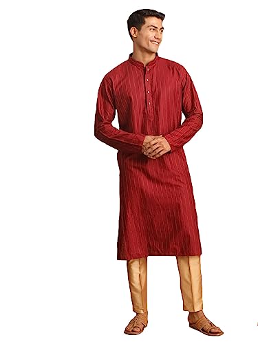 Kurta pyjama rouge homme en coton mélangé VASTRAMAY taille 48