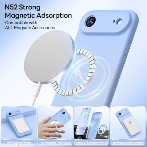 Image of LOVE 3000 Designed for iPhone Air Case, Premium Silicone [Compatible with Magsafe][Soft Anti-Scratch Microfiber Lining] Shockproof Protective Phone Case for Men Women 6.5 inch, Light Blue