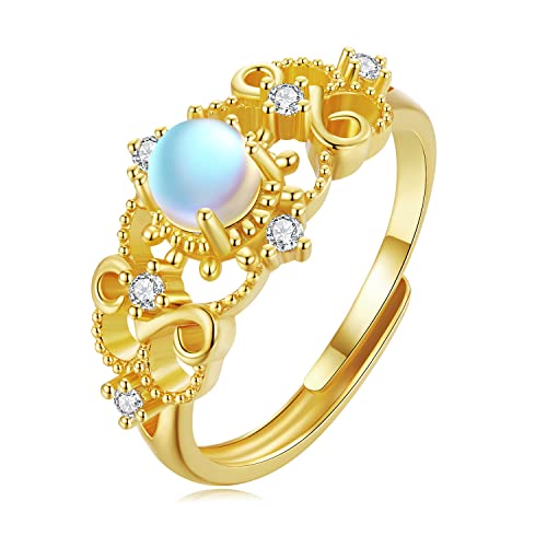 Bague réglable en argent 925 croissant de lune pour femme
