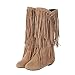 gongxifacai Womens Fringe Western Boots Fashion Hidden Heel Knee-high Boots