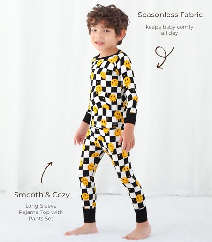 Image of Toddler Boys Girls Clothes Viscose from Bamboo Long Sleeve Top and Pants Clothing Set Soft 2Pcs Kid Outfit