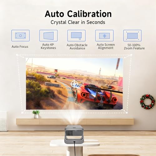 Image of 【Official Google TV /1500 ANSI /4K Supported】Smart TV Projector with WiFi and Bluetooth, Native 1080P Portable Projector, Auto Focus & Keystone, Voice Input, Mini Proyector for Home Cinema, iOS /Android