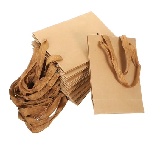 ROMISBABA 25個 手提げ付き紙袋 牛皮紙 耐久性あり 食品包装用 持ち運び便利 パーティーやテイクアウトに やキャンディ収納可能