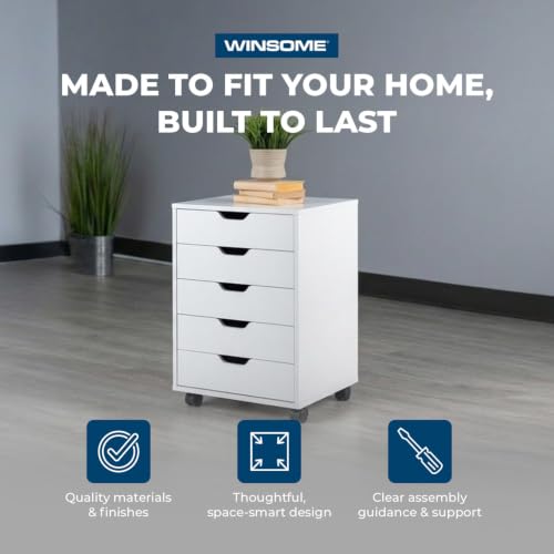 Image of Winsome 10519 Halifax 5-Drawer Composite Wood Cabinet, White