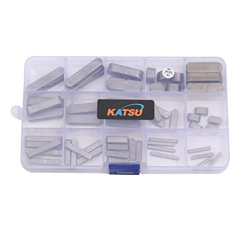 KATSU Mortor Shaft Keys Set 60PCs 3mm-12mm Round Ended Feather Key Motor Gear Parallel Drive Shaft Flywheel Pulley Fasteners Assortment Kit for Mechanical Industry 99036591