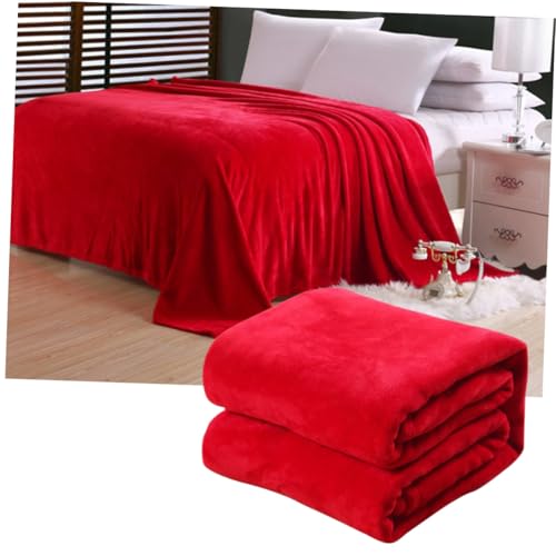 Manta de franela gruesa roja Uonlytech para sofá y cama 4