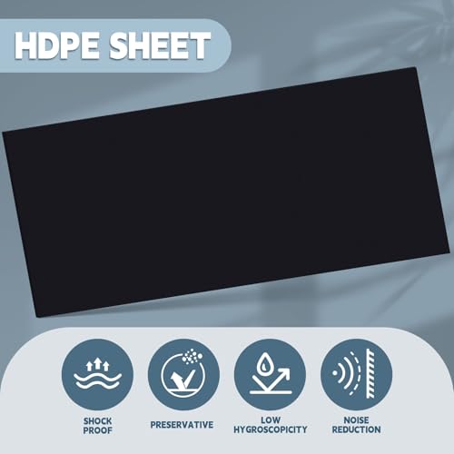 Image of Sasylvia 2 Pcs Black HDPE Sheet 1 /4 inch Thick, 6 inch x 12 inch HDPE Plastic Sheet Flexible High Density Polyethylene Board Solid Plastic Block for DIY Projects for Machining Home
