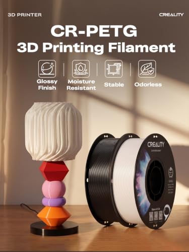 Image of Creality 2 kg Black & White PETG 1.75mm Filament, 3D Printer Filament Bundle, Excellent Toughness High Precision, Odorless Non-Toxic Moistureproof, Glossy, Accuracy + /- 0.02mm