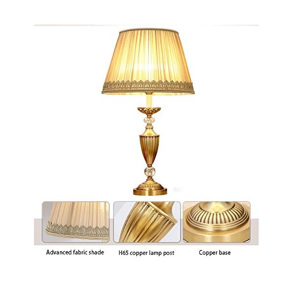 Modern Dimmable H65 Copper Interior Table Lamp Elegant Bedroom Bedside 2 Packs Table Lamp Villa Living Room Study Crystal Decorative Table Lamp for E27 Light Source Decor - Image 6