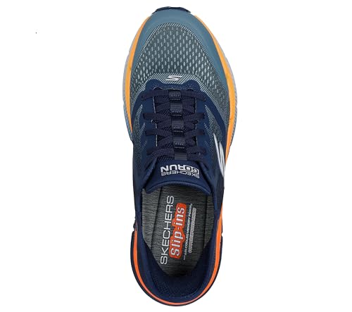 Skechers Herren Max Cushioning Premier 2.0 Ascendant Ii Slip-ins Running, Sports Shoes, Navy and Orange Textile/Synthetic, 44 EU