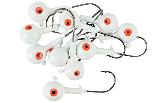 Image of 1 /4-1oz White Ball Jig Heads - 10 Pack - 5 Sizes to Choose from