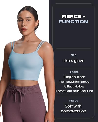 Image of Aoxjox Women's Workout Sports Bras Fitness Padded Backless Yoga Crop Tank Top Twist Back Cami