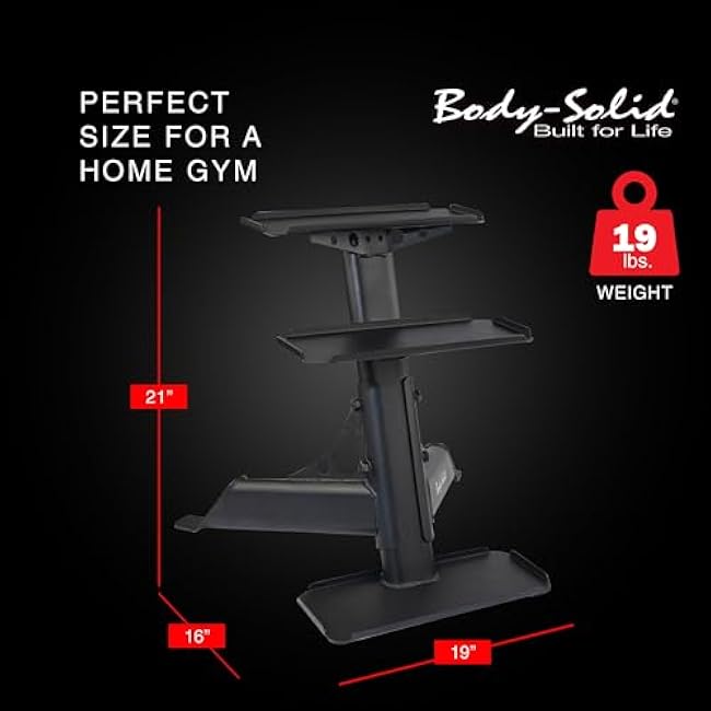 Body-Solid (GDKR50B) 3-Tier Kettlebell Rack - Compact, Durable Kettlebells Weight Stand for Home Gym, Fits 5-50 lb Kettle bells