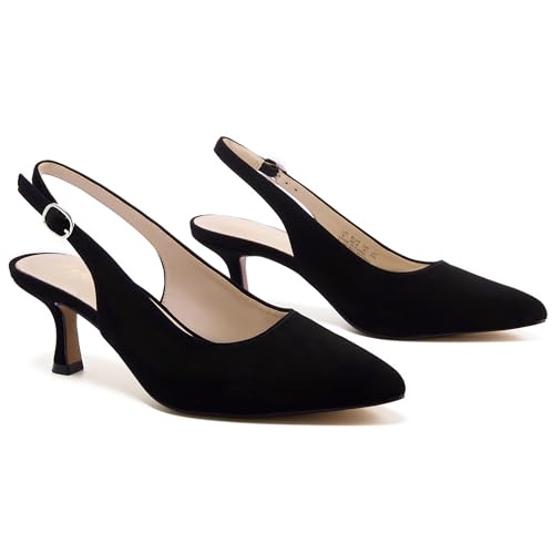 Image of Ankis Women's Slingback Kitten Heels Closed Pointed Toe 2.5in Dress Pumps