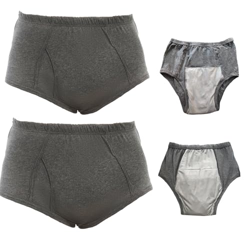 失禁パンツ 男性用 尿 漏れ防止 ブリーフパンツ にょう漏れパンツ メンズ 介護パンツ 前開き 5層構造 重度失禁対応 介護下着 身生地綿100% 消臭抗菌 大容量 通気性 尿シミ対策 (500cc?2枚, M)