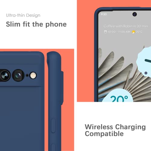 Image of YATWIN Silicone Back Case for Google Pixel 7 Pro, Soft-Touch Phone Back Cover for Google Pixel 7 Pro - Dark Blue
