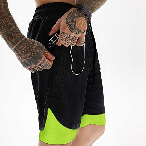 Image of JWJ Men's 2 in 1 Workout Running Shorts 7 Inch Lightweight Athletic Gym Shorts with Compression Liner