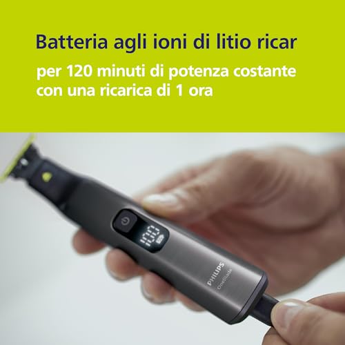 Philips OneBlade Pro 360 Autentico Regolabarba elettrico per viso e corpo, rasoio e depilatore, 2x 360 lame, pettine a 14 lunghezze, kit per il corpo, base di ricarica, custodia da viaggio, QP6652/30 - Immagine 5