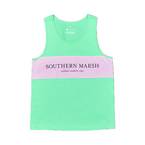 Southern Marsh Samantha Tank Top - Seersucker Chest, Bimini Green, X-Small