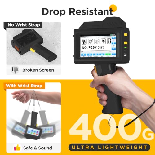 Image of Handheld Inkjet Printer 1.0 Inch Print Height Weighs Only 400g for Batch Code Date Lot Number Print on Plastic Carton Wood Metal Glass Aluminum with 42ml Fast Dry Ink (Black)
