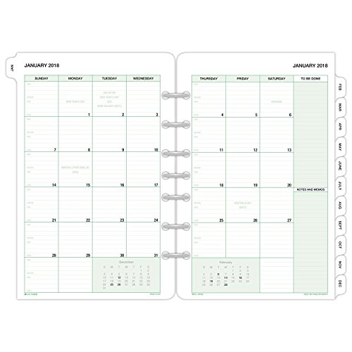 Day-Timer Refill 2018, Two Page Per Month, January 2018 - December 2018, 5-1/2