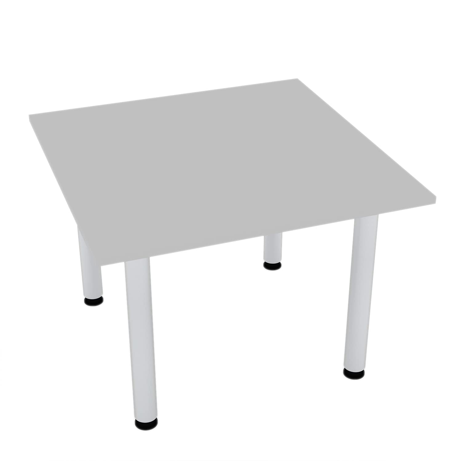 - 4 Person Square Conference Table with Metal Post Legs| Harmony Series Meeting Tables for Offices, Training Rooms, and Homes | Scratch-Resistant Laminate | Light Gray � 42"